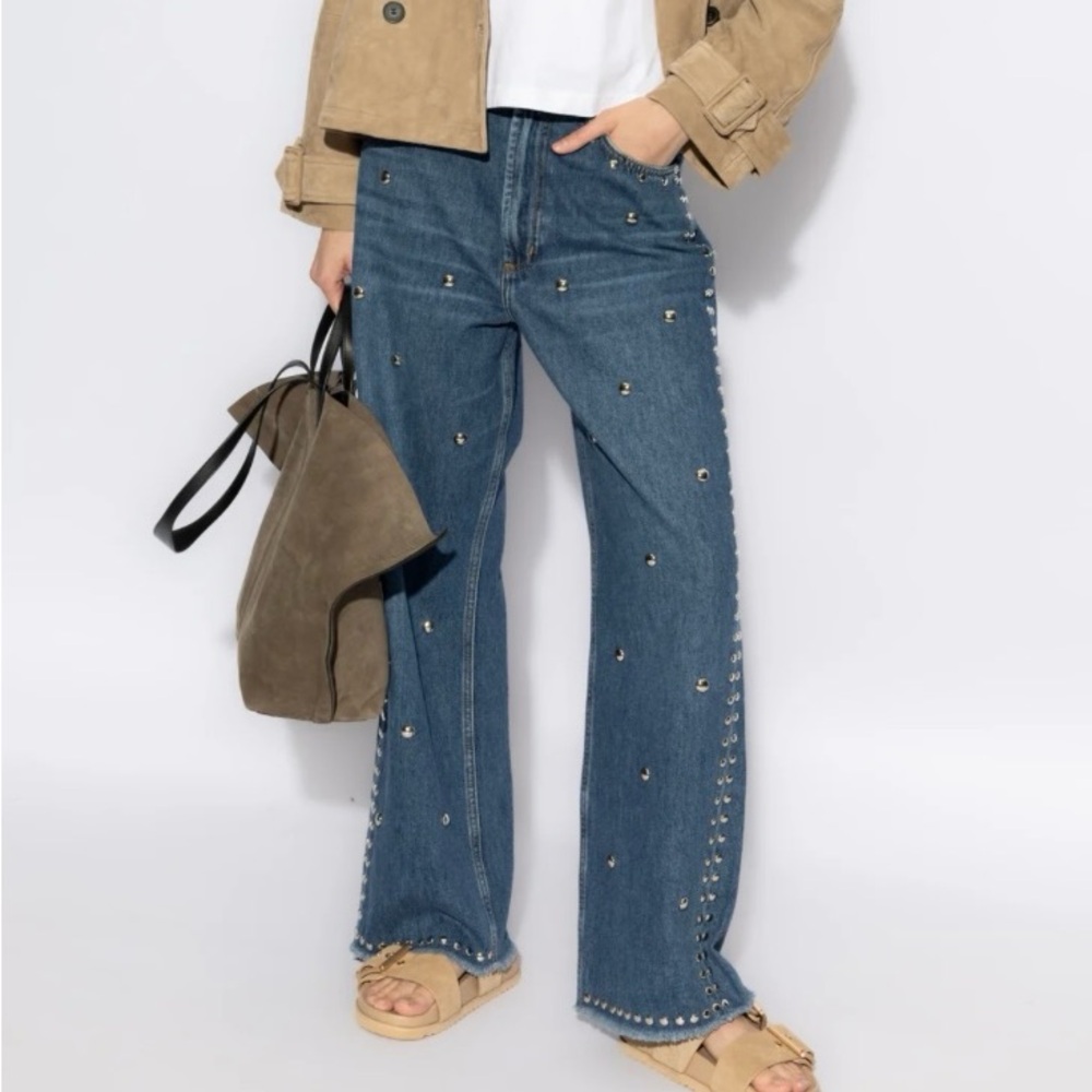 Blue Embellished Jeans by Blank NYC